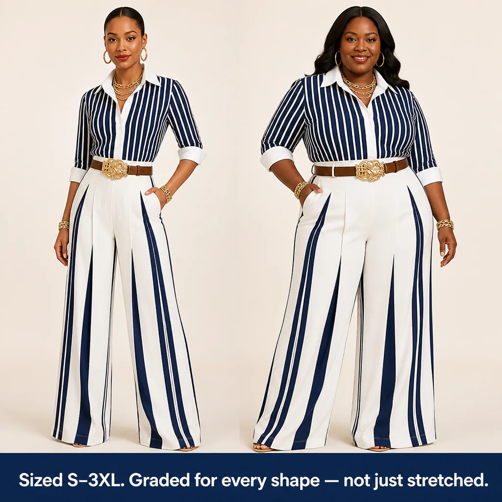 VeroLuxe™ — Pull On a Striped Set That Looks Like You Hired a Stylist | Belt Included - Image 6