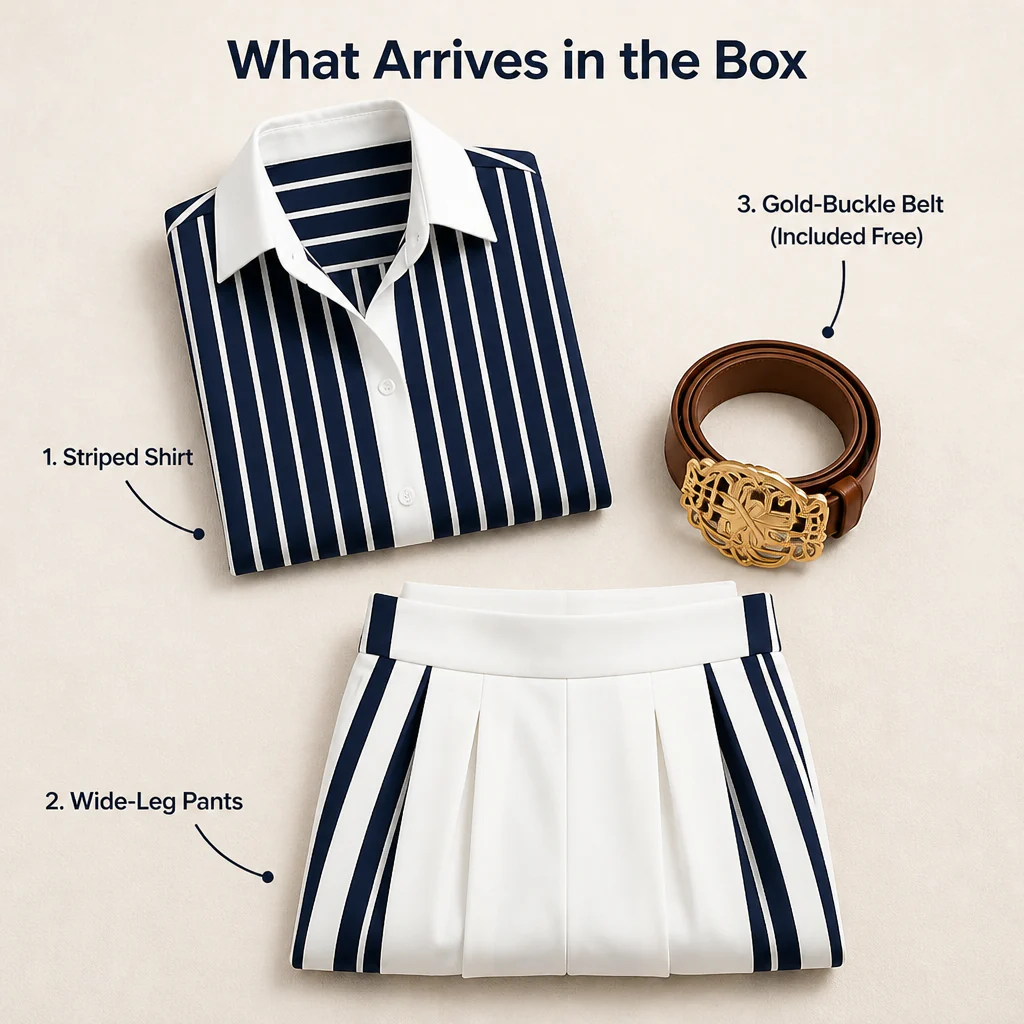 VeroLuxe™ — Pull On a Striped Set That Looks Like You Hired a Stylist | Belt Included - Image 7