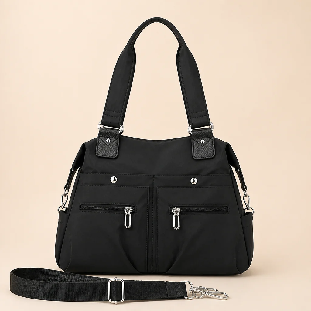 VeroStride™ – Soft Nylon Shoulder Bag with Detachable Crossbody Strap - Image 6