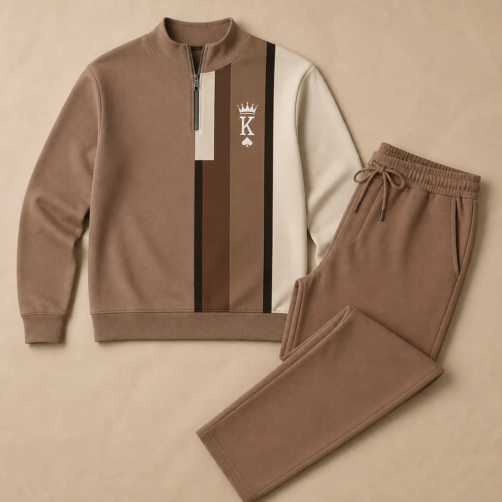 VibeFlex™ – Modern Striped Mock-Neck Quarter-Zip Two-Piece Set - Image 10