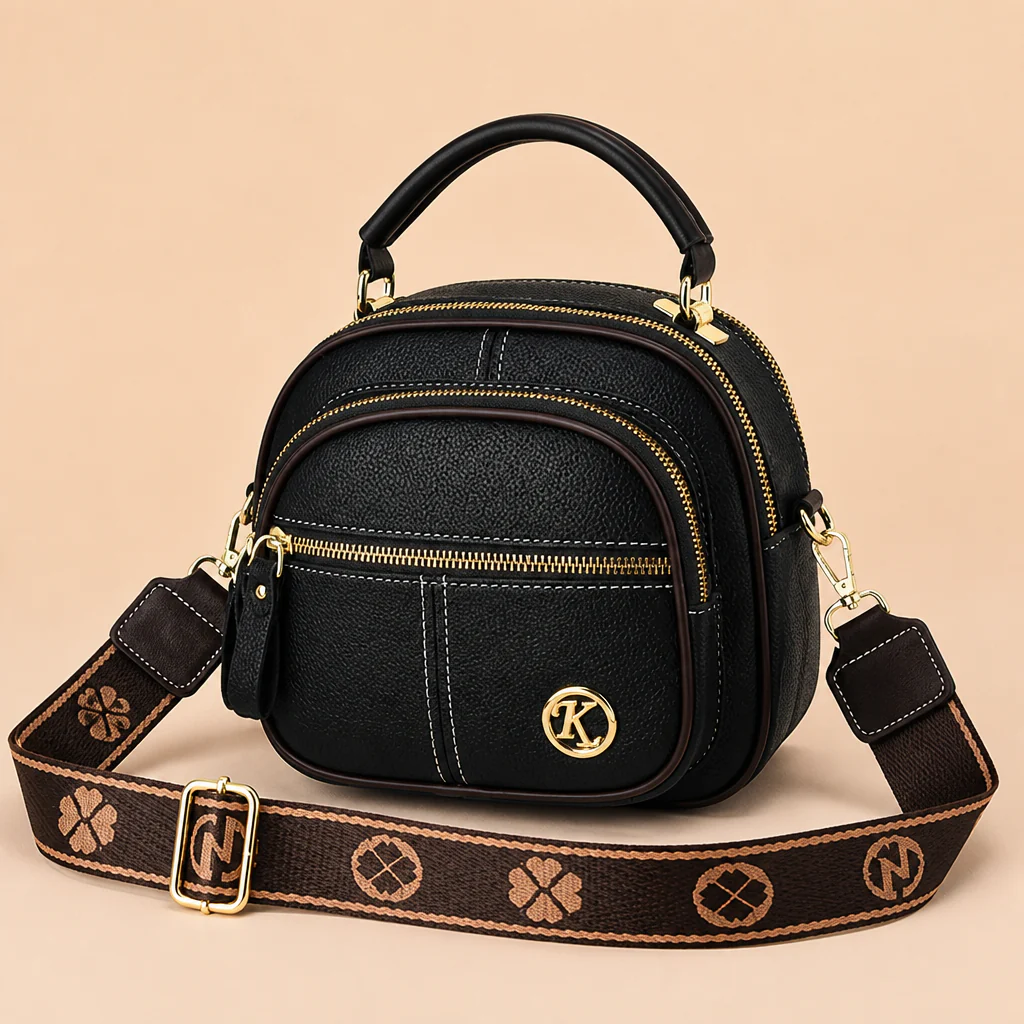 VieraBelle™ – Structured Mini Crossbody Bag with Statement Patterned Strap - Image 3