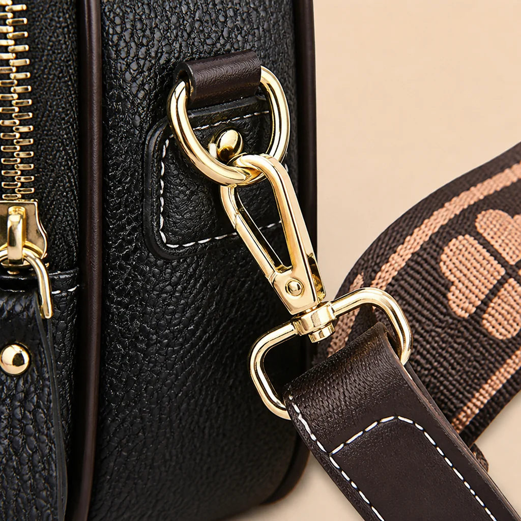 VieraBelle™ – Structured Mini Crossbody Bag with Statement Patterned Strap - Image 4