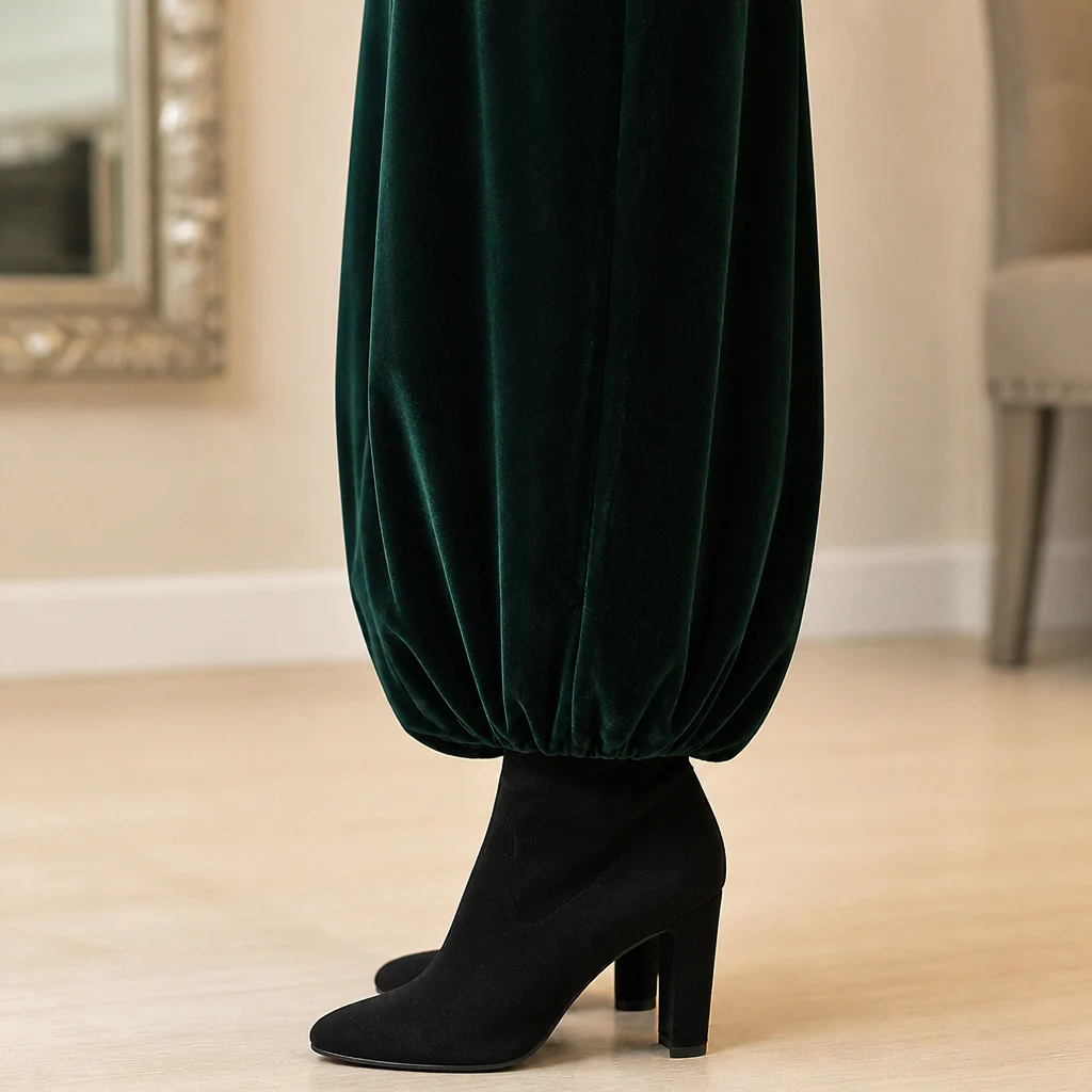 VioraForm™ – Velvet Mock-Neck Cocoon Maxi Dress with Side Pockets - Image 6