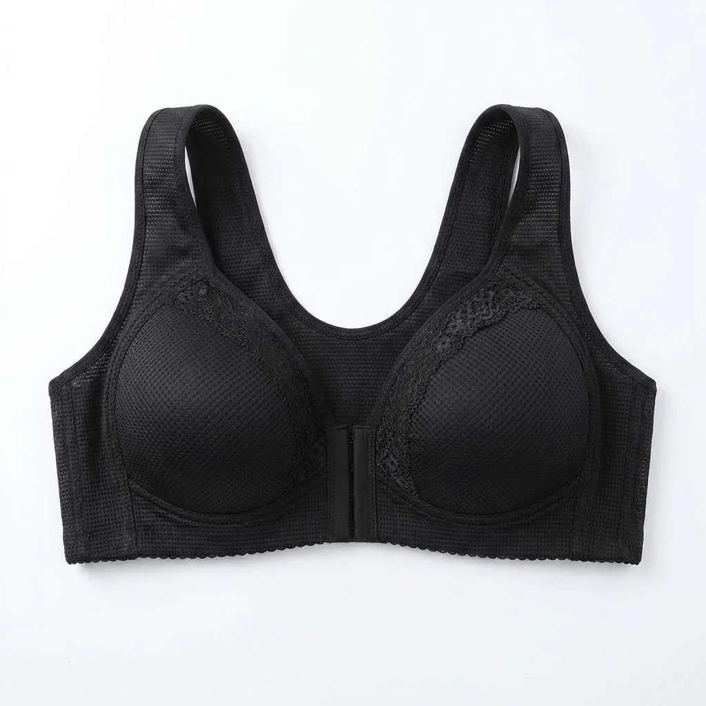 VivaFemme™ – Wireless Front-Closure Bra with Lace Accent - Image 12