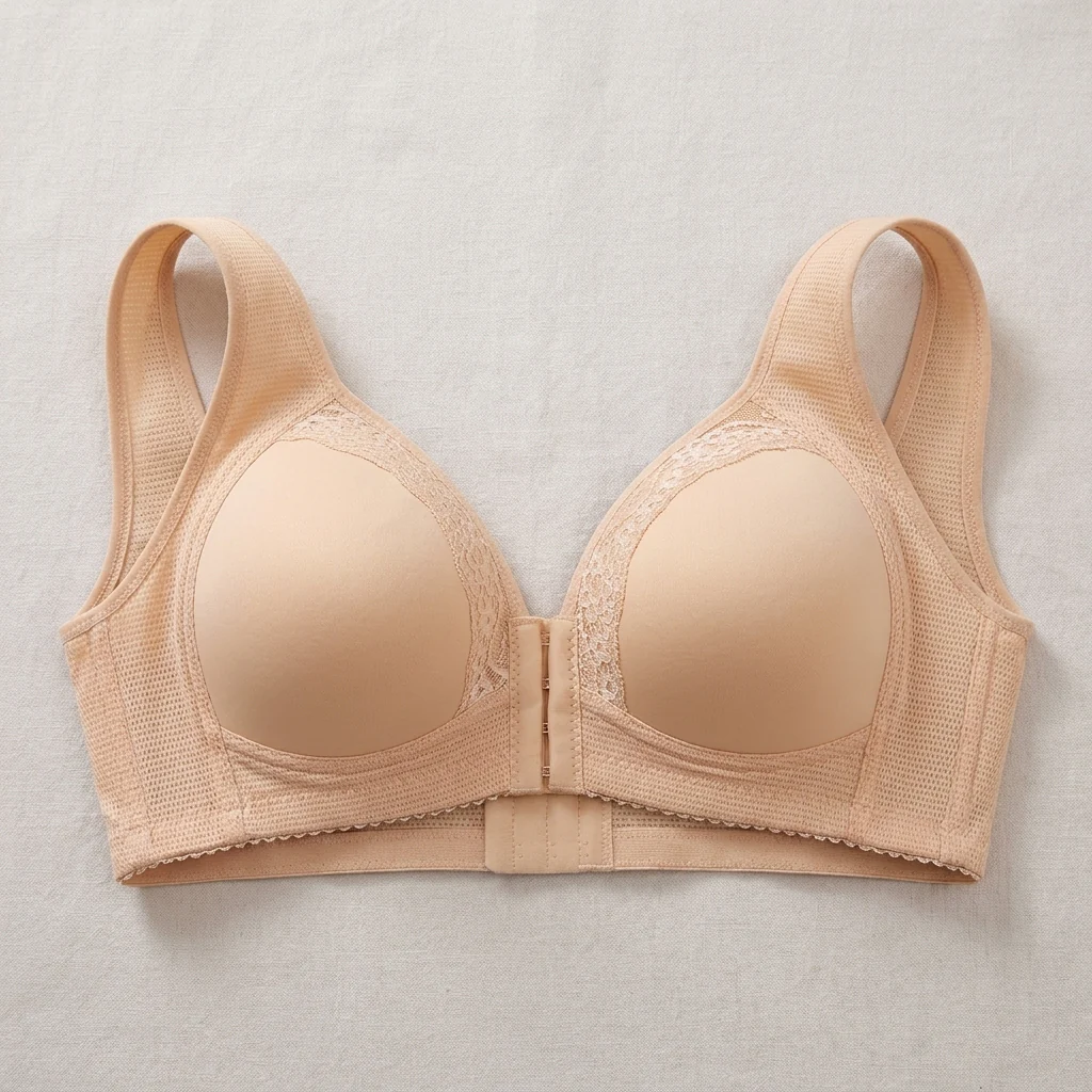 VivaFemme™ – Wireless Front-Closure Bra with Lace Accent - Image 3