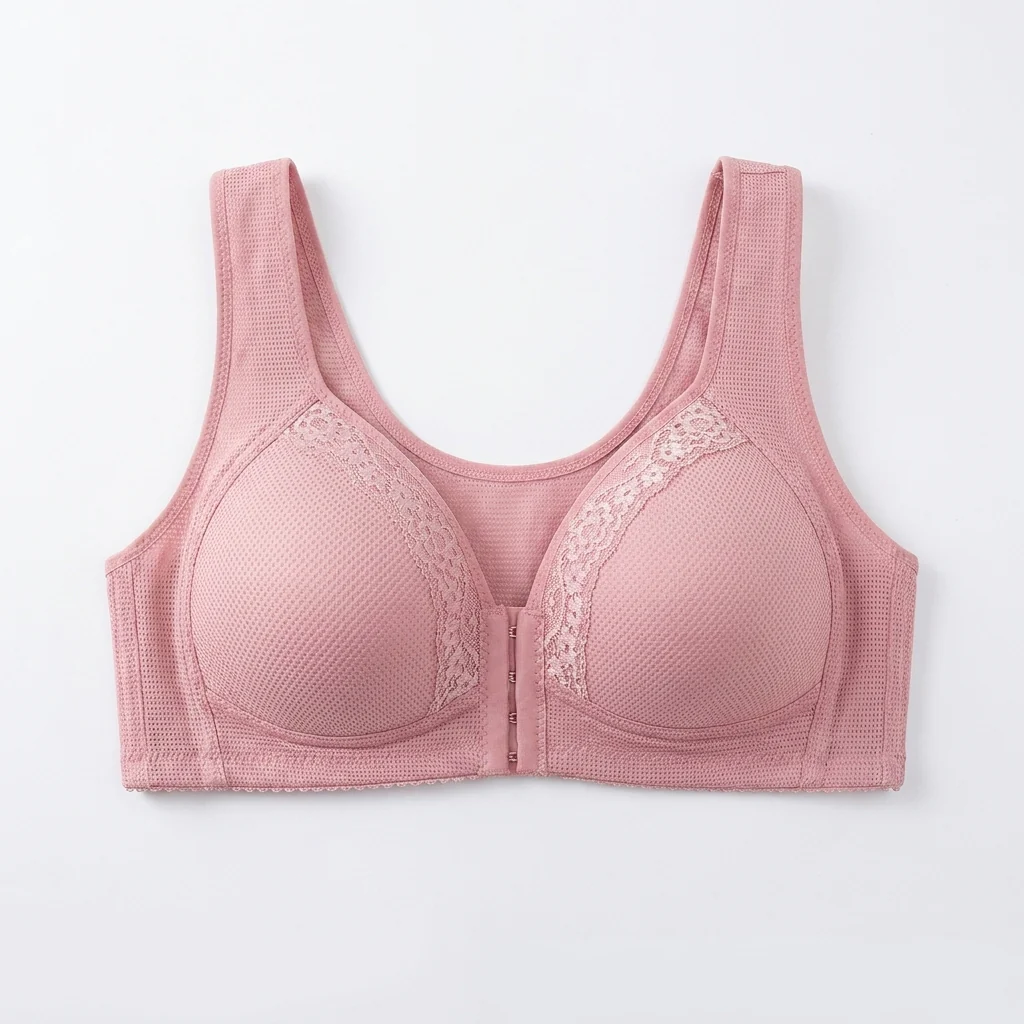 VivaFemme™ – Wireless Front-Closure Bra with Lace Accent - Image 8