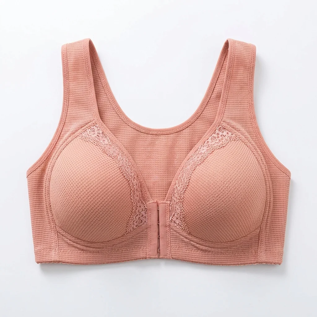 VivaFemme™ – Wireless Front-Closure Bra with Lace Accent - Image 9