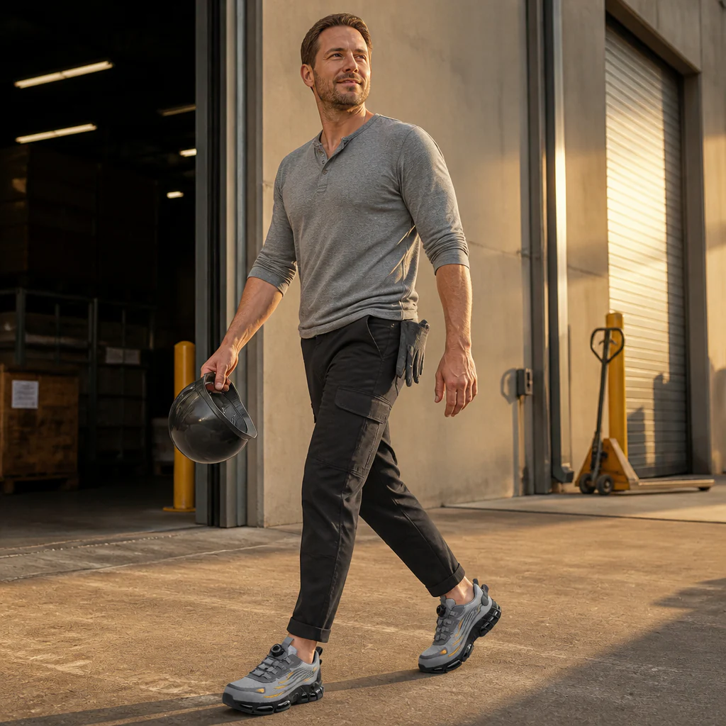 VivaStride™ – Steel-Toe Work Sneakers with Quick-Twist Lacing System