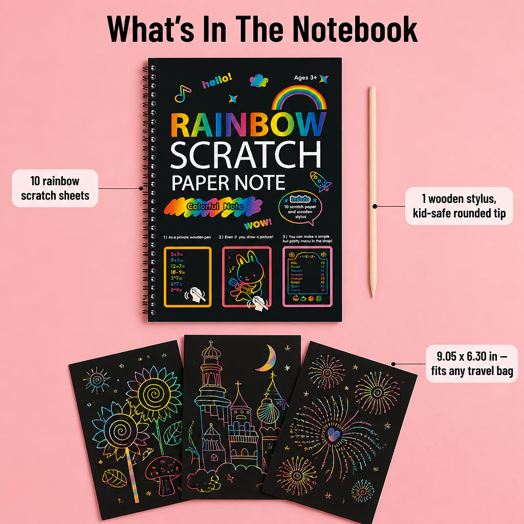 VividDreams™ Scratch Art Notebook — Trade Screen Time For Quiet, Mess-Free Rainbow Hours - Image 5