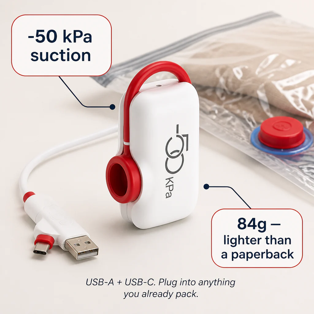 VoltPack™ — Shrink Your Suitcase 80% With a Pocket USB Vacuum Pump - Image 3