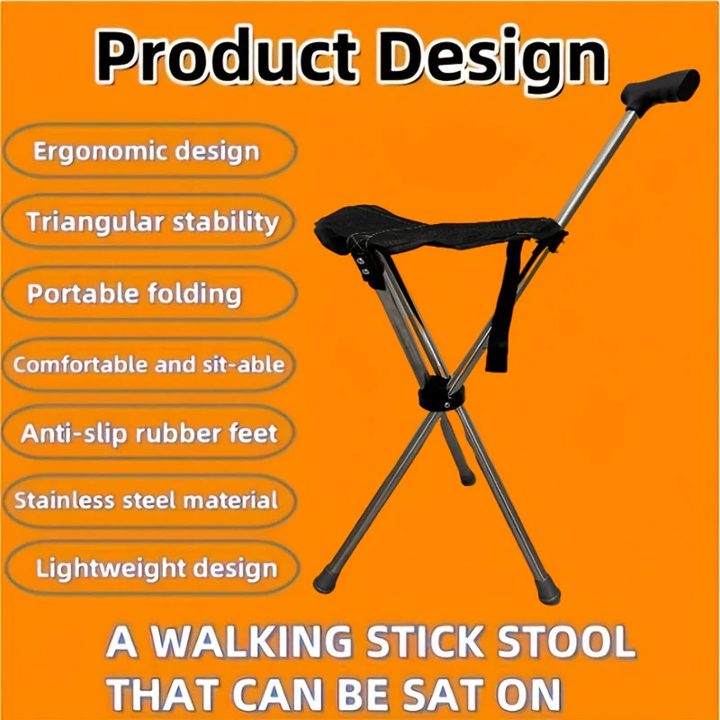 Walking Cane with Seat - 2-in-1 Design - Image 5