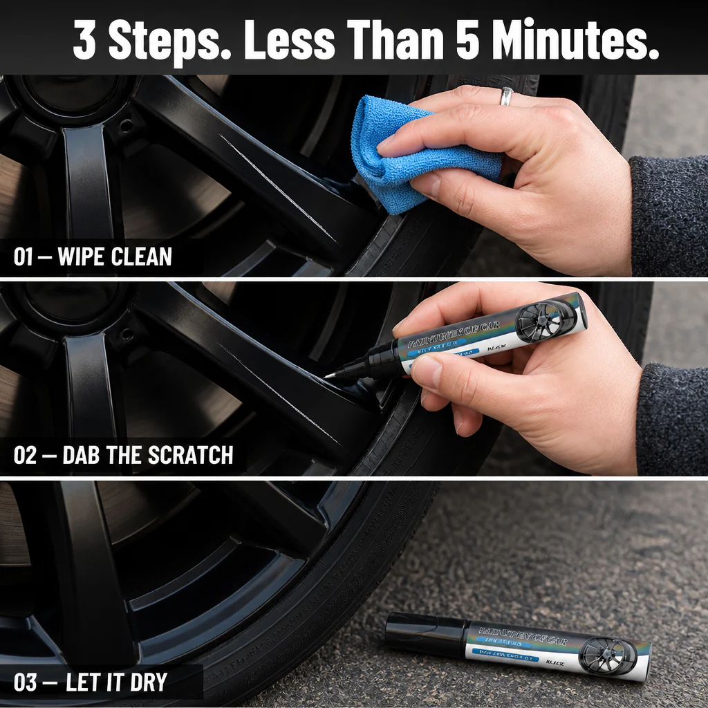 WheelFixer™ — Cover Curb Rash & Restore Factory Gloss-Black Rims in Minutes - Image 5
