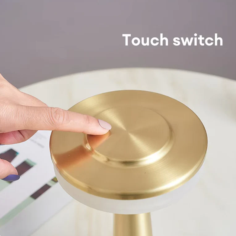 Wireless LED Battery Table Lamp LuxeLamp - Dimmable via Touch - Gold - Image 2