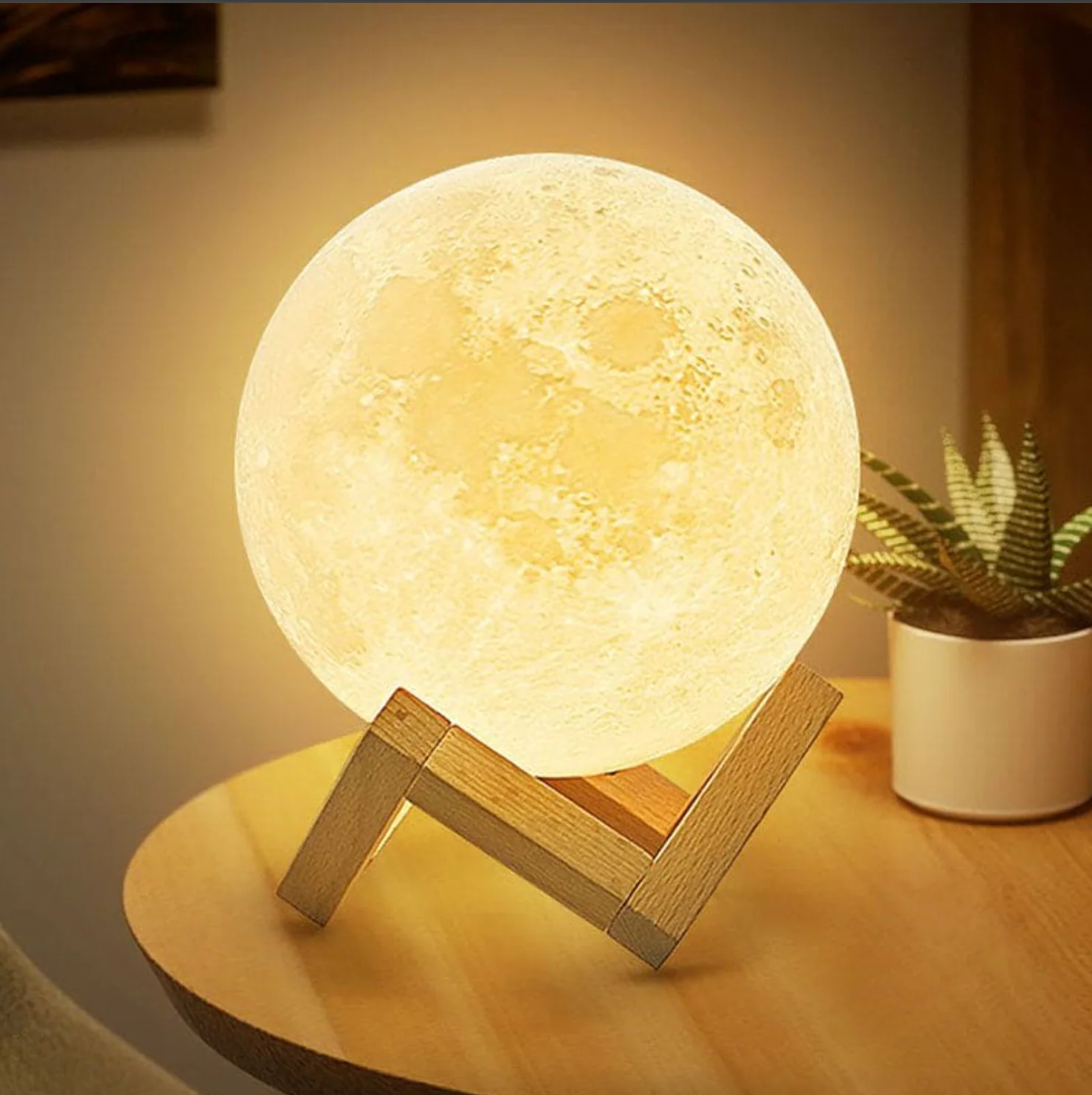 Wireless LED Rechargeable Table Lamp Magical Moon Lamp - Living Room | Nightstand Lamp - Image 4