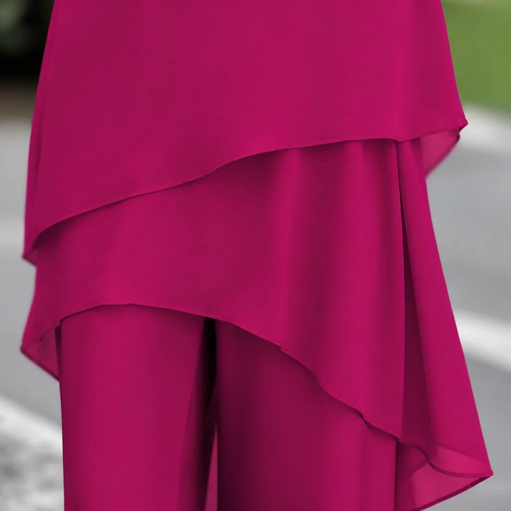 ZephyraFlex™ – Elegant Asymmetrical Chiffon Top & Wide-Leg Pants Set - Image 5